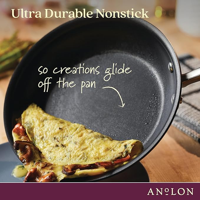 Anolon Advanced Home Hard Anodized Nonstick Frying Pan, 14.5 Inch – Large Skillet with Helper Handle, 14 Inch Nonstick Frying Pan, Durable Cookware - Onyx - Image 6