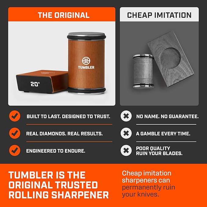 TUMBLER Pro Rolling Knife Sharpener™ - Knife Sharpening Made Easy - Ultimate Gift for Father's Day - Kit with Removable Disc System - 4-Layer Diamond Sharpening Disc & EdgeBoost Ceramic Disc (Orange) - Image 2