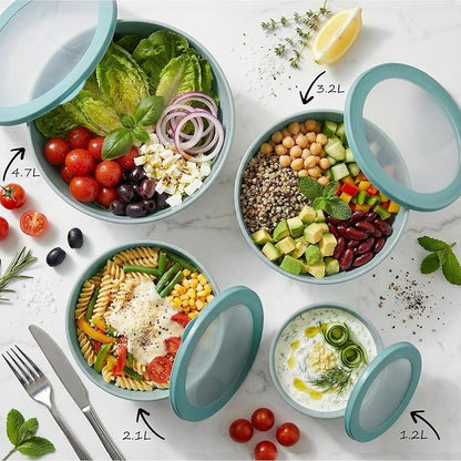 BoxedHome Mixing Bowls with Lids - 8 Piece Plastic Nesting Bowls Set includes 4 Prep Bowls and 4 Lids, Microwave and Dishwasher Safe, Green - Image 10
