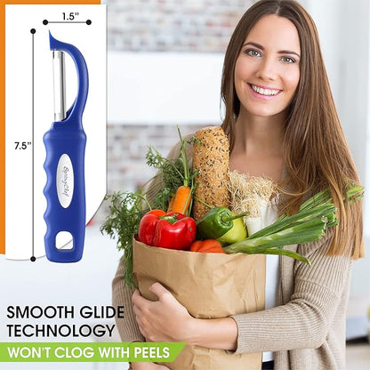 Spring Chef Premium Swivel Vegetable Peeler, Soft Grip Handle and Ultra Sharp Stainless Steel Blades - Perfect Kitchen Peeler For Veggie, Fruit, Potato, Carrot, Apple - Sapphire - Image 3