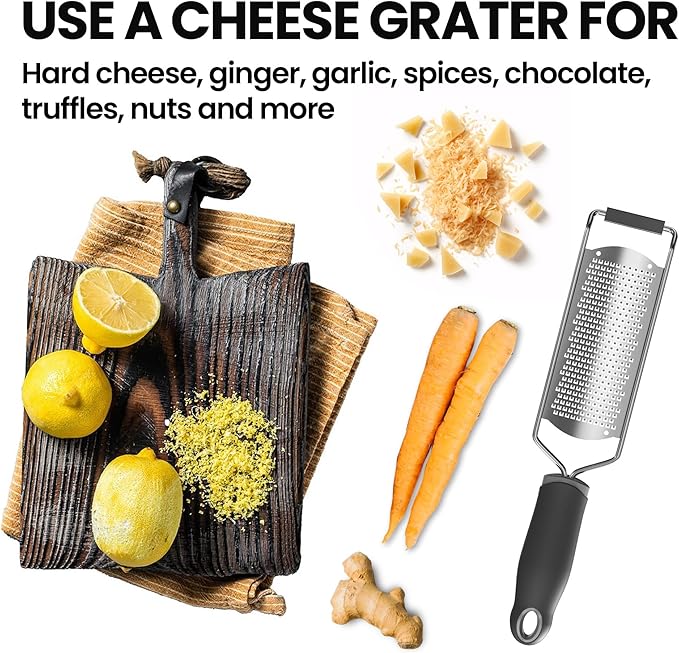 Cheese Grater, Lemon Zester, Fine Cheese Grater with Handle, Width 2.5 inch - Image 6