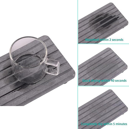 NiuYichee 2 PCS Water Absorbent diatomite Coasters, 12.2" x 4" Water Absorbing Stone Tray for Sink, Stone Drying mat for Kitchen Counter, Stone soap Tray Used for Hand Soaps & toiletries & Plants - Image 5