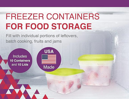 Arrow Reusable Plastic Storage Container Set, 10 Pack, 1 Pint/16 Ounce Each – Food, Meal Prep, Leftovers – Freeze, Store, Reheat - Clear Container Set With Lids – BPA-Free, Dishwasher/Microwave Safe - Image 2