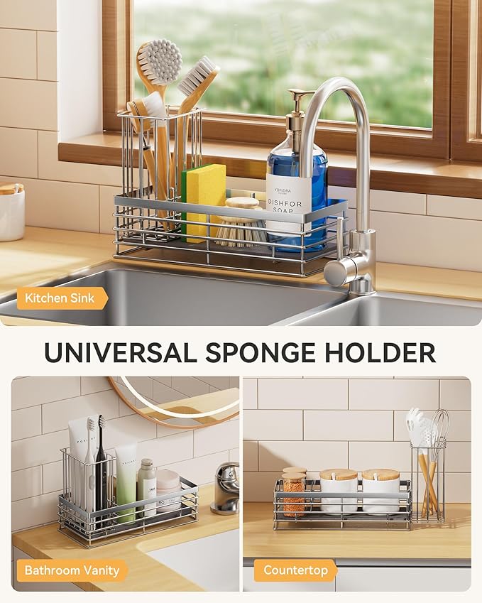 Yofidra Sink Caddy With Stone Drying Tray, Silver, M - Image 4