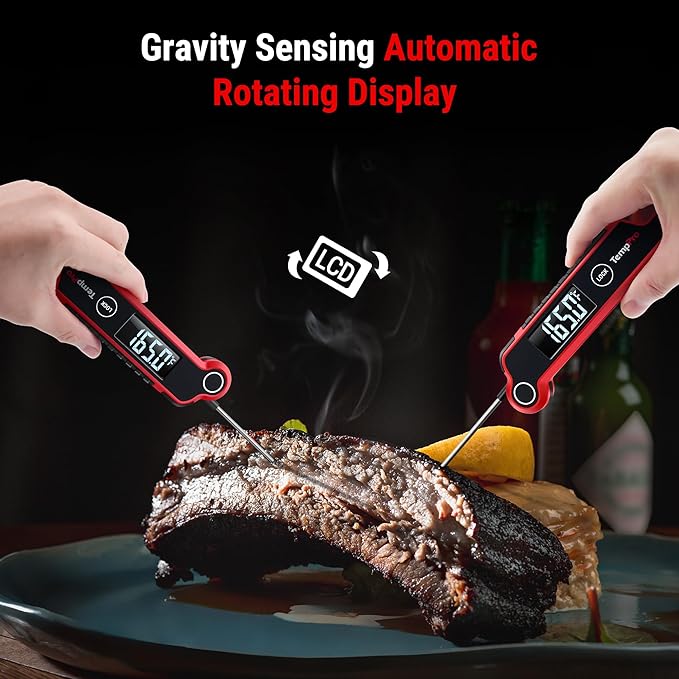 TempPro TP620 Instant Read Meat Thermometer Digital, Cooking Thermometer with Large Auto-Rotating LCD Display, Waterproof Food Thermometer Digital for Kitchen, BBQ, or Grill (Previously ThermoPro) - Image 3
