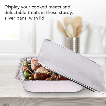 Stock Your Home Foil Pans with Lids - 9x13 Aluminum Pans with Covers - 20 Foil Pans and 20 Foil Lids - Disposable Food Containers Great for Baking, Cooking, Heating, Storing, Prepping Food Silver - Image 5