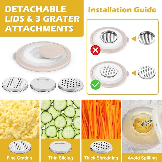 TeamFar Mixing Bowls, 3PCS Stainless Steel Serving Salad Bowls with Lids & 3 Graters, For Kitchen Mixing/Baking/Storing/Prepping, Visible & Airtight, Easy Clean - 4.5/3 / 1.5 QT, Multi-color - Image 3