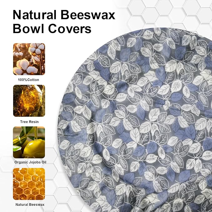2Pcs Reusable Bowl Covers for Bread Proofing - Cotton Beeswax Bowl Covers Reusable with Elastic Rim, Eco-Friendly Sourdough Bowl Cover for Food Storage (10INCH) (Red & Black Leaves)
