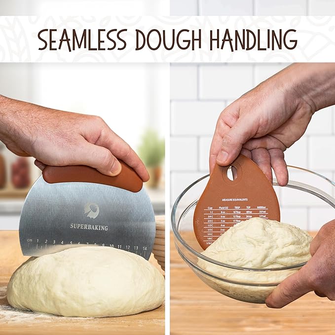 Superbaking Sourdough Proofing Basket Gift Set, Round 9" & Oval 10" Banneton, Sourdough Starter Kit, Sourdough Banneton Basket, Banneton Bread Proofing Basket Set of 2, Sourdough Bread Baking Supplies - Image 7