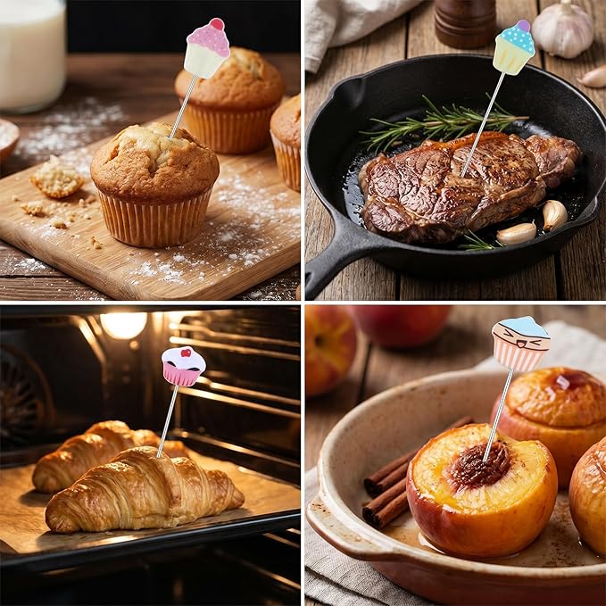4 Pcs Stainless Steel Cake Testing for Baking, 7.3“, 6.5" Length Cake Testing Sticks, Cute Dessert Decor Cake Test Baking Stick for Cupcakes,Bread,Pastry,Cookie,Brownies
