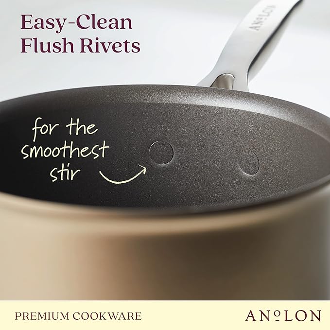Anolon Ascend Hard Anodized Nonstick Cookware/Pots and Pans Set - Good for All Stovetops (Gas, Glass Top, Electric & Induction), Dishwasher & Oven Safe with Stainless Steel Handles, 10 Piece - Bronze