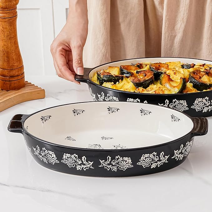 Wisenvoy Casserole Dish Baking Dish Ceramic Au Gratin Baking Dish Lasagna Pan Oval Casserole Dishes for Oven - Image 3