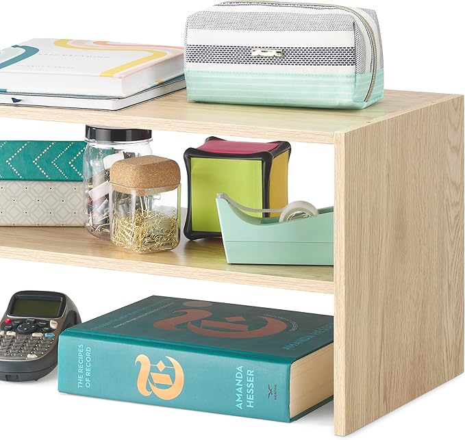 Whitmor Wood Stackable 2-Shelf Shoe Rack, White Oak, 24 inches - Image 5