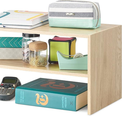 Whitmor Wood Stackable 2-Shelf Shoe Rack, White Oak, 24 inches - Image 5