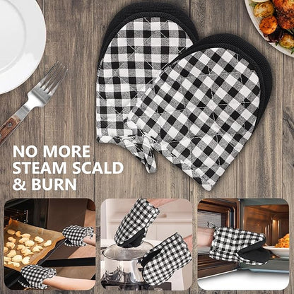 1 Pair Short Oven Mitts - Silicone Kitchen Oven Gloves High Heat Resistant 500℉, Mini Oven Mits with Non-Slip Grip Surfaces and Hanging Loop for BBQ, Baking, Cooking and Grilling - Image 7