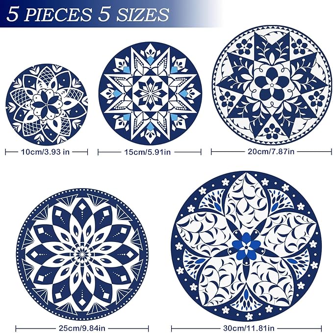 5 Pieces Bowl Covers Reusable, 5 Size Elastic Cloth Bowl Covers for Bread Proofing Stretch Food Covers Washable for Food Fruits Leftover (Geometric Floral) - Image 2
