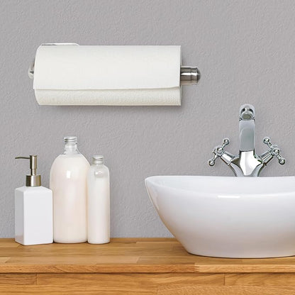 Kamenstein Perfect Tear Wall Mount Paper Towel Holder, Patented Design for One-Handed Use, Rounded Finial, 14-Inch, Brushed Silver Metal Finish - Image 8