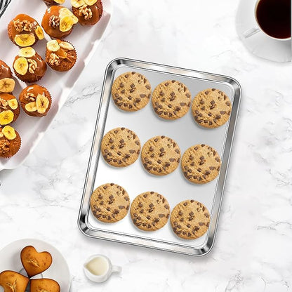 Homikit 1 Pack Baking Sheet, 9 x 7 Inches Stainless Steel Cookie Tray for Baking Cooking Toasting, Mini Metal Toaster Oven Baking Pan Non Stick, Rustproof & Mirror Finish, Dishwasher Safe - Image 9
