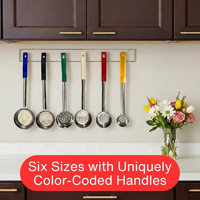 3 Ounce Slotted Stainless Steel Portion Control Ladle Spoon for Measuring and Serving; Commercial Grade Serving Scoops [Pack of 2] - Image 5