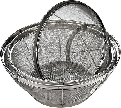 Fine Mesh Strainer for Kitchen, 5 Quart Stainless Steel Colander Bowl for Pasta, Rice, Fruit, Metal Net Baskets with Resting Base - Strain, Drain, Rinse
