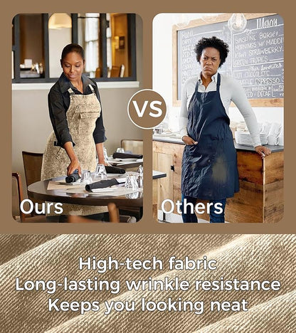 Denim Apron with Pockets for Hair Stylist Gardening Craftsmen Barista Women Hairdresser Jean Work Apron Cross Straps
