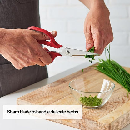 Misen Heavy Duty Kitchen Shears - Stainless Steel, Versatile and Easy Clean Scissors for Meat, Herbs and Veggies - Ambidextrous Comfort Handle - Professional Grade - Red - Image 4