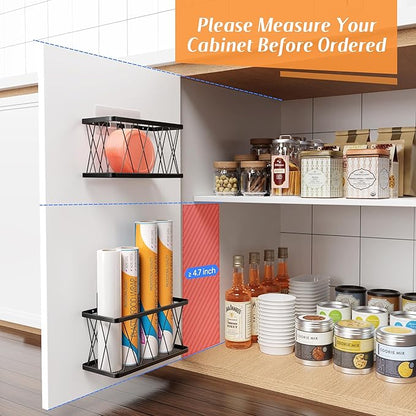BasicForm 4 Pack Metal Kitchen Inside Cabinet Door Organizer, Adhesive Lid Organizers Cabinet Door Storage for Tupperware Lid, Storage Holder Basket for Kitchen Wall Mounted (Black) - Image 7