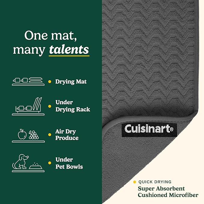 Cuisinart Dish Drying Mats for Kitchen Counter - (2) 18" x 24" Ultra Absorbent Dish Drying Mat XL - Foldable, Machine Washable, Fast Drying Dish Mat (Geostripe) - Image 3
