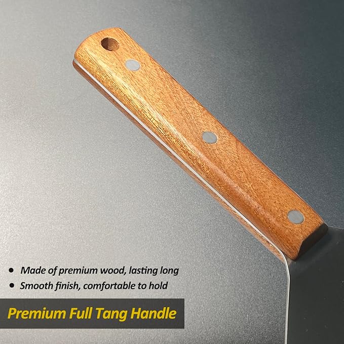 Stainless Steel Metal Spatula Set For Griddle, Grill Spatula Scraper for BBQ/Flat Top Grill- Full Tang Handle -Thicked Blade- Beveled Edges, Great Griddle Accessories for Pancake/Smash Burgers - Image 6