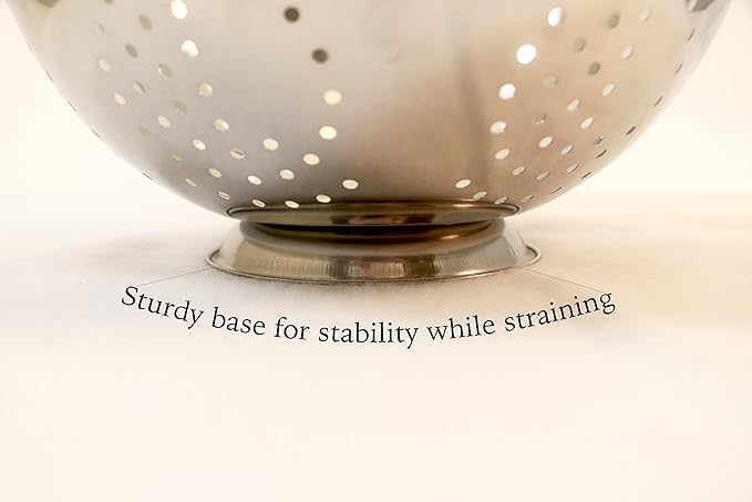 EXCELSTEEL Heavy Duty Stainless Steel Colander 5 Qt | Easy Grip Handles | Self-Draining Base | Mirror Polished | Dishwasher Safe | Pack of 1 - Image 4