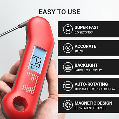 ThermoMaven Professional Meat Thermometer Digital, Ultra-Fast 0.5 Sec Instant Read, NIST Certified ±0.5°F Accuracy, IP67 Waterproof, Auto-Rotating Backlit Display, Lift-to-Wake, for BBQ/Cooking/Candy - Image 2