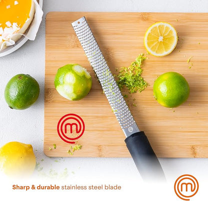MasterChef Lemon Zester Grater with Handle, Kitchen Tool for Zesting Citrus Fruits & Finely Grating Parmesan Cheese, Garlic, Ginger, Coconut, Nutmeg, Wasabi, Chocolate etc, Stainless Steel, 12 inches - Image 4