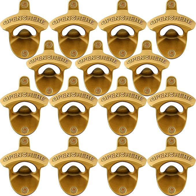15 PCS Aged Gold Bottle Opener Wall Mounted Beer Cap Opener Mountable Bulk for Table Craft by Wallmountedbottleopener