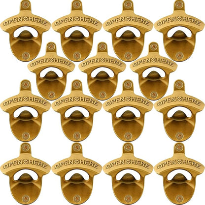 15 PCS Aged Gold Bottle Opener Wall Mounted Beer Cap Opener Mountable Bulk for Table Craft by Wallmountedbottleopener