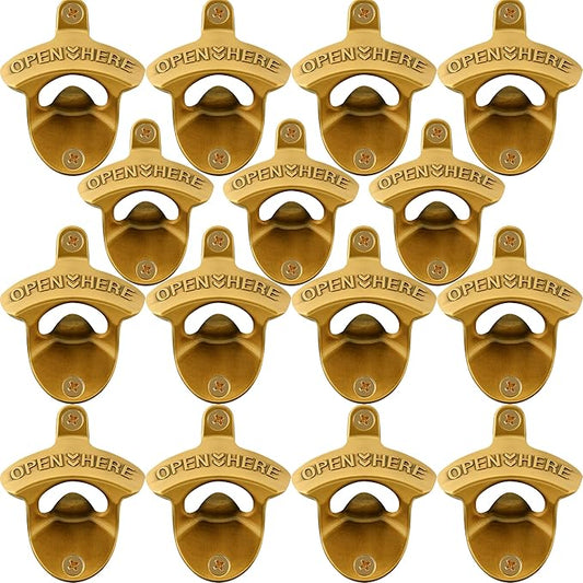 15 PCS Aged Gold Bottle Opener Wall Mounted Beer Cap Opener Mountable Bulk for Table Craft by Wallmountedbottleopener