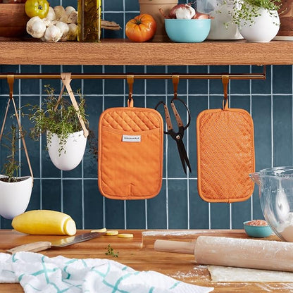 KitchenAid Asteroid Pot Holder 2-Pack Set, Honey, 7"x10"