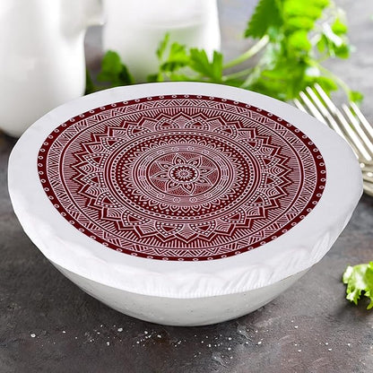 Patelai 10 Pcs Bowl Covers Reusable in 5 Size Stretch Cloth Fabric Elastic Food Storage Bowl Covers Bread Sourdough Lids for Proofing Food Fruits Leftover(Red, Green, Blue,Rustic Style) - Image 4