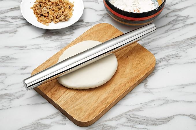 Fox Run Stainless Steel Rolling Pin, Tapered French Rolling Pin, 18" x 1.25" - Image 2