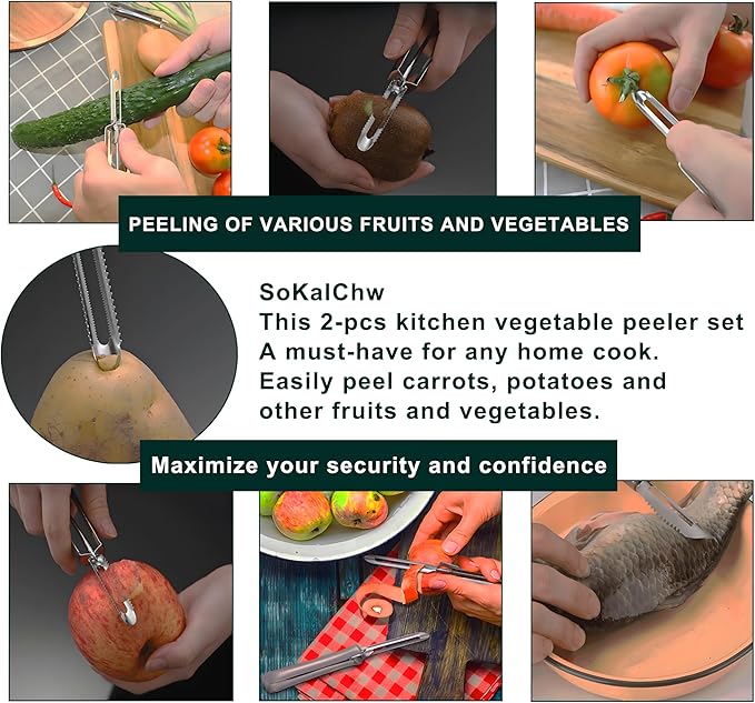 Potato Peelers for Kitchen, 2 Pcs, Just Like Mom's old steel Peeler - Image 8