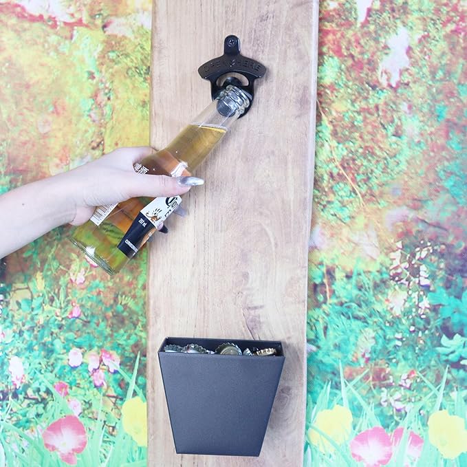 Black Beer Bottle Cap Opener Wall Mounted, Stainless Cooler Mounted Soda Top Opener Gifts for Bar Man Cave (2 PCS) - Image 4