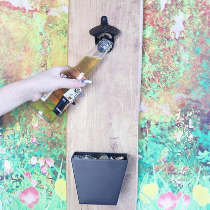 Black Beer Bottle Cap Opener Wall Mounted, Stainless Cooler Mounted Soda Top Opener Gifts for Bar Man Cave (2 PCS) - Image 4
