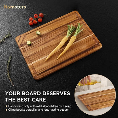 Teak Wood Cutting Board 17inch Wooden Chopping Board with Grip Handles Bamboo High-end Mother Gifts Best Mama Mommy Christmas Xmas Birthday Law Step Stepmom Have Everything Good Unique Present XL - Image 8