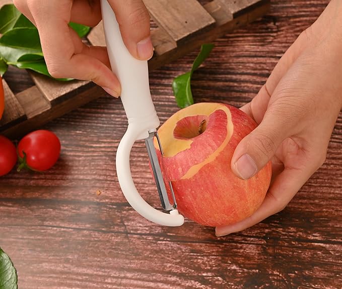 3PCS White Kitchen Scissors and Peeler Set, Magnetic Shears with Fruit Peelers for Food, Heavy Duty Scissors with Magnet Sheath Set for Fridge, Apple Peel Scraper with Magnetic Holder Kitchen Shears
