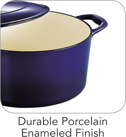 Tramontina Bestow Enameled Cast Iron Dutch Oven Pot with Lid, Round 5.5-quart, Blue - Image 4
