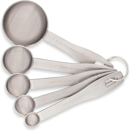 husMait Stainless Steel Measuring Spoons - 5 Piece Heavy Duty Measuring Spoon Set for Dry Food, Spices or Liquids by husMait