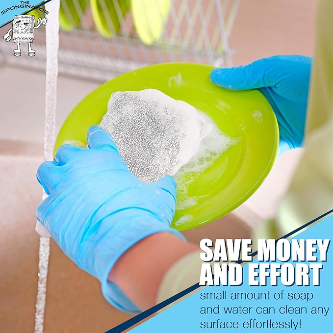 SPONGENATOR Kitchen Scrubbing Sponges - Heavy Duty Non-Scratch Scrubbing Cleaner Sponges in 2 Colors - Multi-Surface Non-Metal Dish Scouring Scrubbers for Fast Cleaning (Gold & Silver, 12) - Image 5