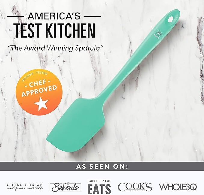 DI ORO Silicone Spatula Set - Rubber Kitchen Spatulas for Baking, Cooking, & Mixing - 600°F Heat-Resistant & BPA Free Silicone Scraper Spatulas for Nonstick Cookware - Dishwasher Safe (3pc, Mint) - Image 7