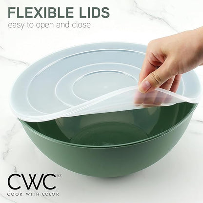 COOK WITH COLOR Mixing Bowls with Lids - 12 Piece Plastic Nesting Bowls Set includes 6 Prep Bowls and 6 Lids, Microwave Safe Mixing Bowl Set, Sage - Image 3