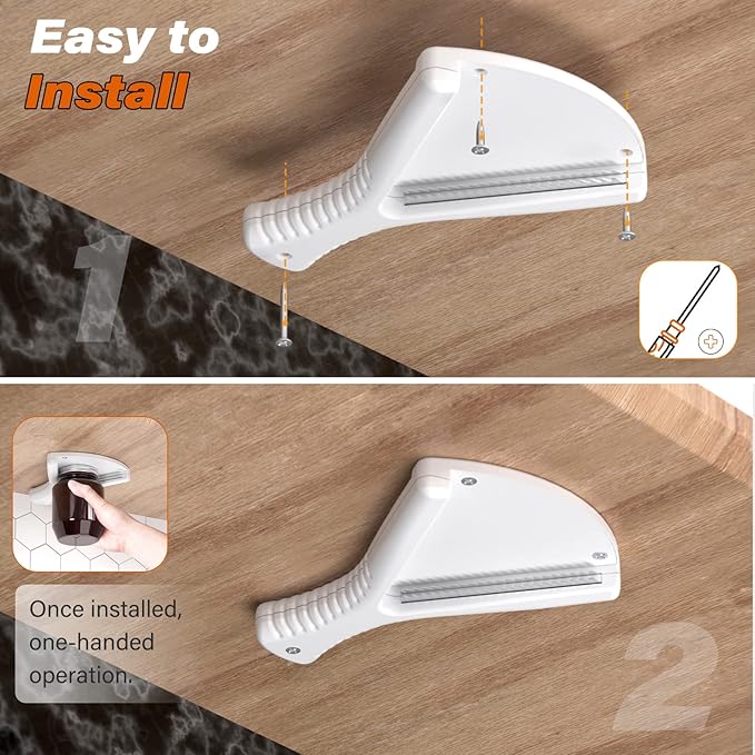 Jar Opener for Weak Hands, Dual Usage | Easy Grip Jar Opener & Under Cabinet Lid Opener, Super Durable Bottle Opener Effortless to Open Any Size Lid, Advanced Jar Lid Opener for Seniors with Arthritis - Image 5