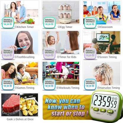 Antonki 2 Pack Classroom Timers for Kids Teachers, Magnetic Countdown Digital Kitchen Timer for Cooking, Study, Exercise, Games, Time Mangement - Loud/Silent Mode - Battery Included - Image 6